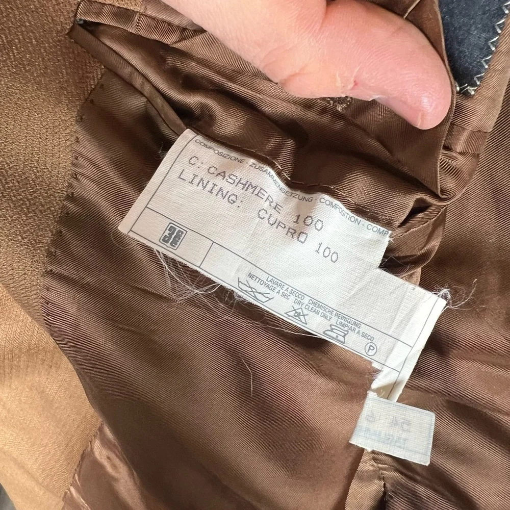 Corneliani EU54 US44R Pure Cashmere Brown Double Vent Textured Herringbone Coat - Picture 10 of 15